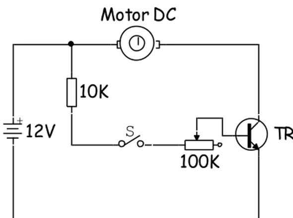 Gambar Rangkaian kontrol putaran motor DC dengan transistor 