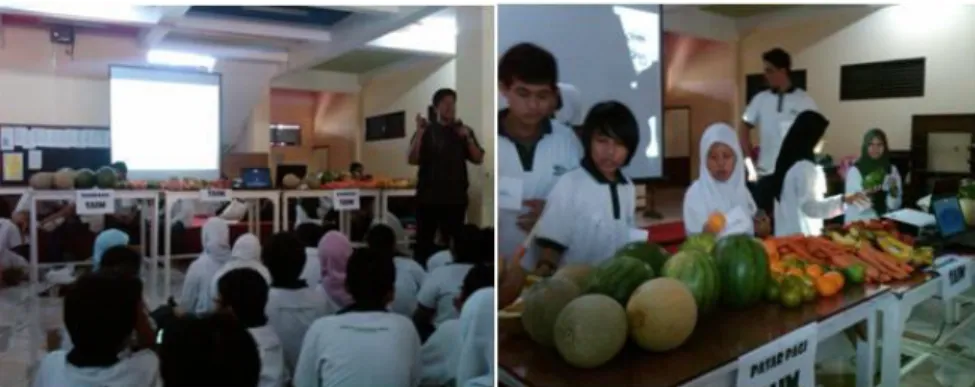 Gambar 1.5 :Tampak para siswa sedang berlatih menjual jus buah