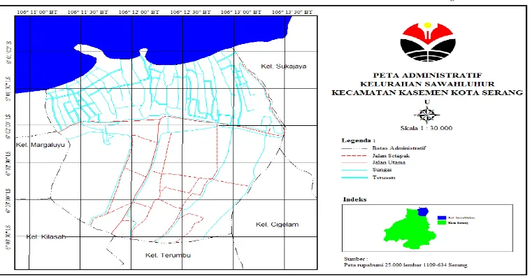 Gambar 4.1. Peta Administratif Kelurahan Sawahluhur Kecamatan Kasemen Kota Serang 