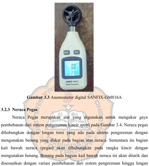 Gambar 3.3 Anemometer digital SANFIX-GM816A 3.2.3 Neraca Pegas