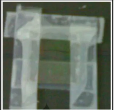 Gambar 3.3 Pola Masking kaca dengan Scotch™ tape sebagai 'cetakan' untuk pasta ZnO