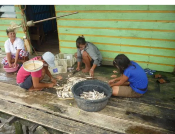 Gambar 4Perempuan Duanu membuat ikan asin  Sumber: Survey, 2015  