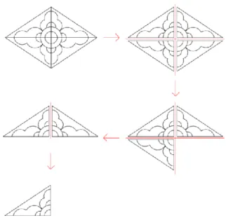 Gambar 7. Ragam hias kombinasi bentuk belah  ketupat dan melati pada Candi Plaosan   Sumber : T.M
