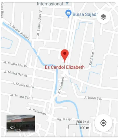 Gambar I. 1 Lokasi Pabrik Cendol Elizabeth (sumber: Google Map 2018) 