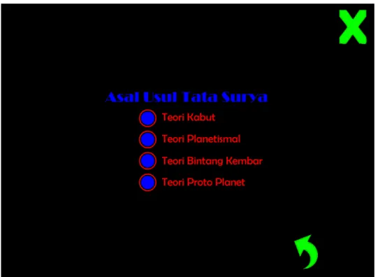 Gambar 3.10 Menu Asal usul Tata Surya 