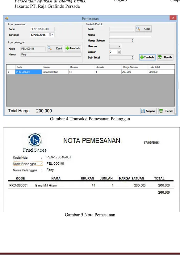 Gambar 4 Transaksi Pemesanan Pelanggan 