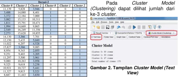 Gambar 2. Tampilan Cluster Model (Text  View) 