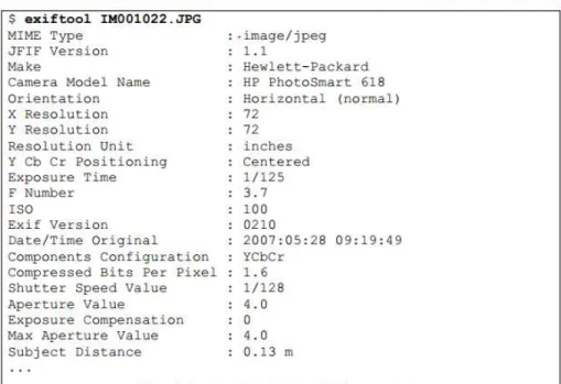 Gambar 1. Sample Metadata from A Digital Camera Photo 