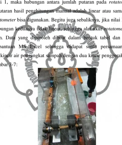 Gambar 3-7.  Prototipe Kincir Air Pengangkat Sampah Dengan Dua Kincir  Penggerak. 