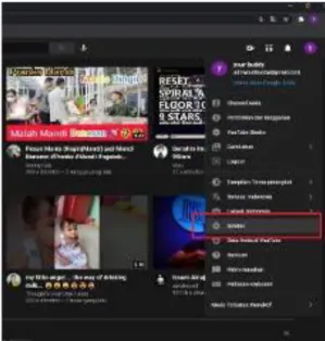 Gambar 7: setelan atau setting di account YouTube 