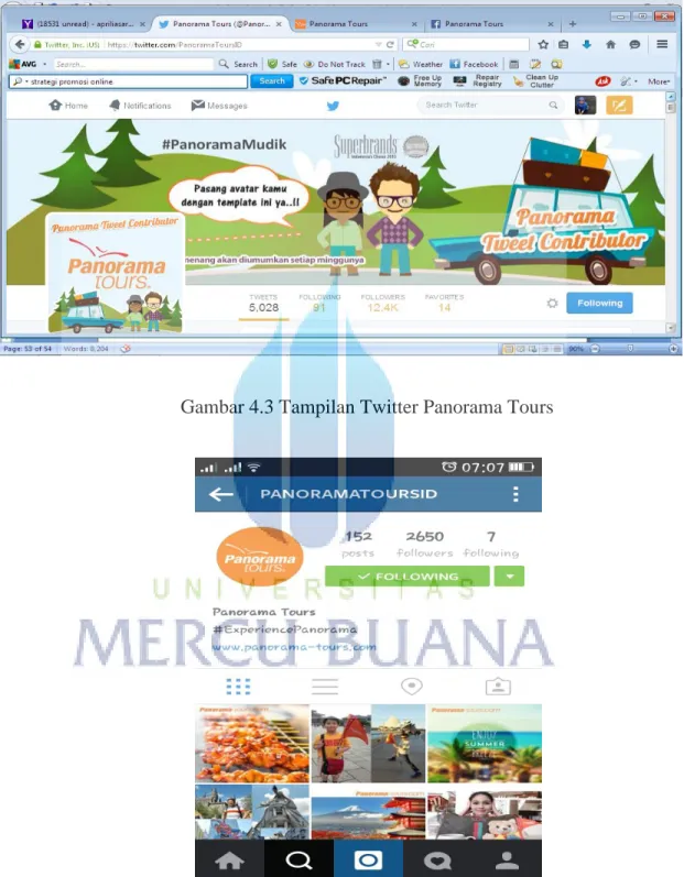 Gambar 4.3 Tampilan Twitter Panorama Tours 
