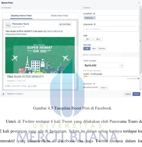 Gambar 4.5 Tampilan Boost Post di Facebook 