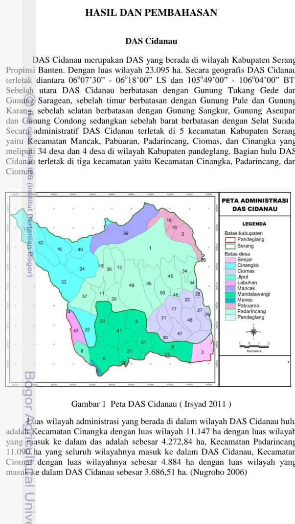 Gambar 1  Peta DAS Cidanau ( Irsyad 2011 ) 