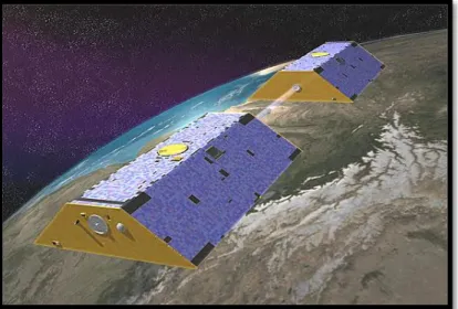 Gambar 2.9 Satelit kembar GRACE (Spero, 2012) 
