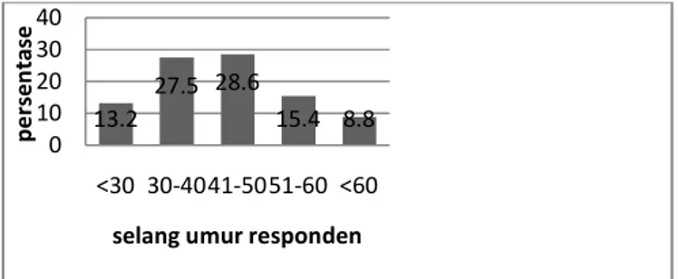 Gambar 1.  Grafik Persentasi Sebaran Umur Responden 