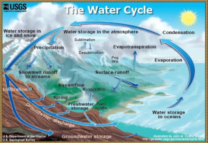 Gambar 1.1 Siklus Hidrologi (Sumber : Evans, ga.water.usgs.gov) 