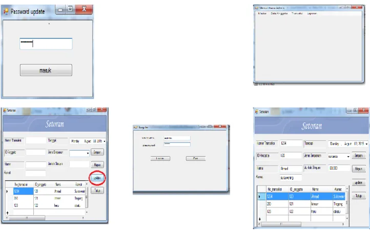 Gambar 3: Tampilan salah satu interface proses transaksi Update bendahara   V.  KESIMPULAN 