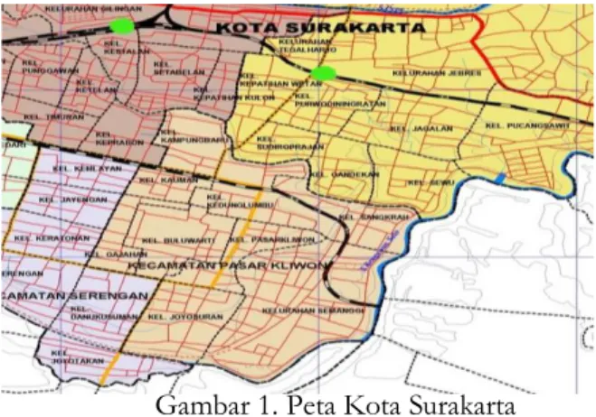 Gambar 1. Peta Kota Surakarta  Data yang dibutuhkan dalam analisis adalah: 