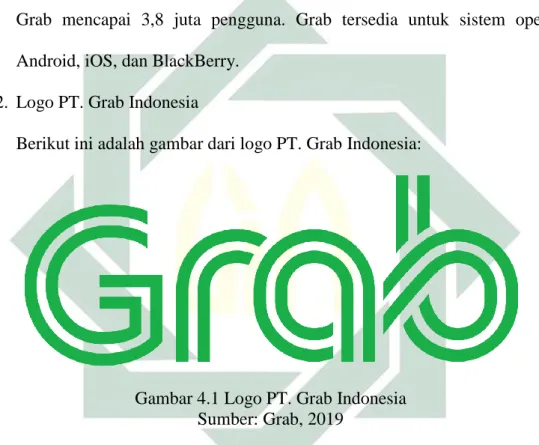 Gambar 4.1 Logo PT. Grab Indonesia  Sumber: Grab, 2019 