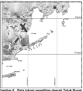 Gambar 6.  Peta lokasi penelitian daerah Teluk Buyat  dan sekitarnya  