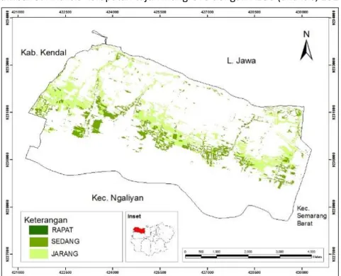 Gambar 9. Analisis kerapatan tajuk mangrove dengan ALOS (analisis, 2014) 