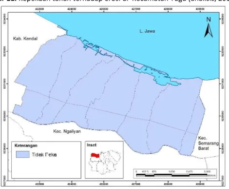 Gambar 11. Kepekaan tanah terhadap erosi di  Kecamatan Tugu (analisis, 2014) 