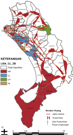 Gambar 7. Peta kluster wilayah kelurahan  yang memiliki keterkaitan kemiskinan  