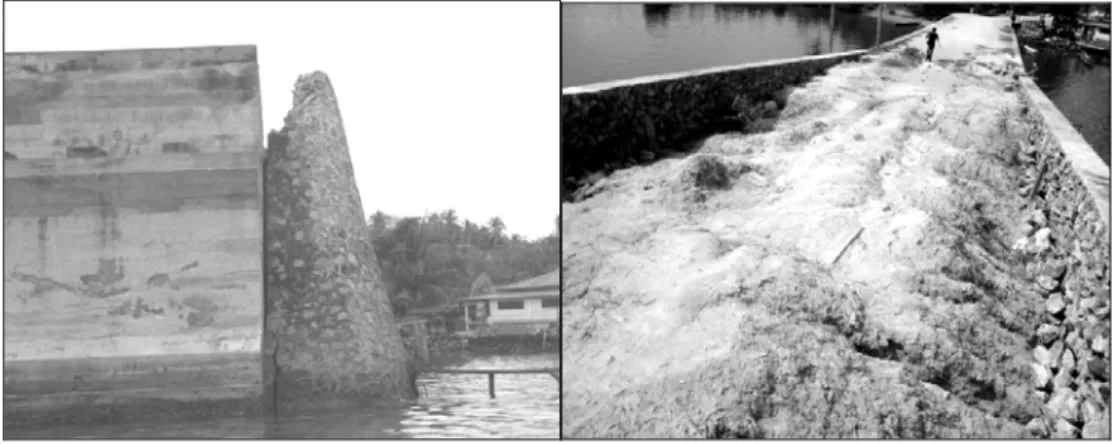 Gambar 3. Kerusakan pada oprit jembatan Nambo-Bungkutoko. 