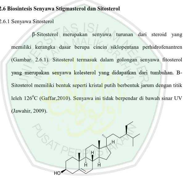 Gambar 2.6.1 Struktur  Kimia Sitosterol  (Jawahir, 2009) 