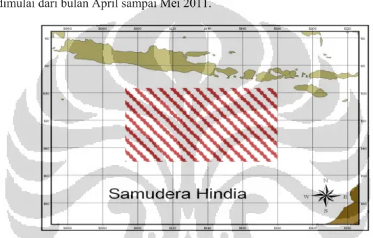 Gambar 3.1. Daerah operasi penangkapan kapal-kapal rawai tuna yang berbasis            di Pelabuhan Benoa Bali  [Sumber: Hasil pengamatan lapangan] 