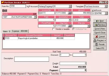 Gambar 06.11 Purchase Invoice – Vendor Pengurus Import 