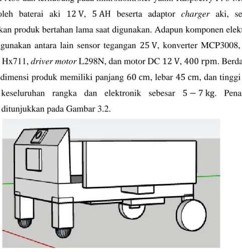 Gambar 3.2 Rancangan desain produk dari [46] dan diizinkan oleh anggota tim  autonomous luggage human travelling follower (Moge Human Traflower) untuk 