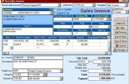 Gambar 07.10 Form  Entry – Sales Invoice