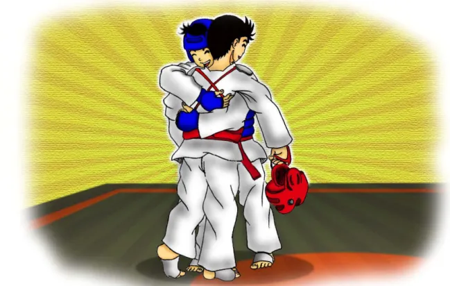 Gambar 3. Doni dan Arka saling berangkulan.