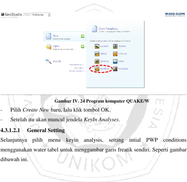 Gambar IV. 24 Program komputer QUAKE/W 