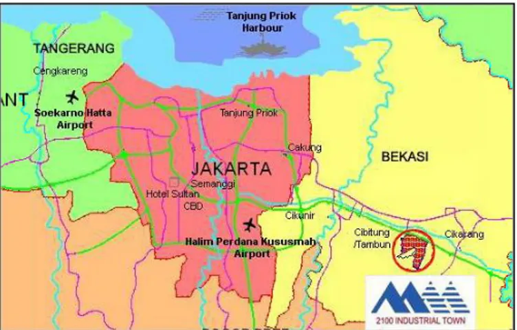 Gambar 1.3 : Peta Lokasi Kawasan Industri MM 2100, Cibitung. 
