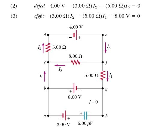 Figure 28.18 (Example 28.10) A multiloop circuit. Kirchhoffloop rule can be applied to ’sany closed loop, including the onecontaining the capacitor.
