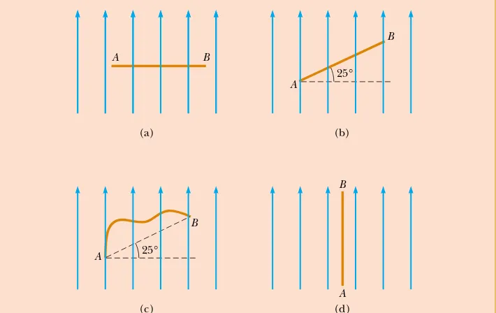 Figure 29.11 (Quick Quiz 29.4) Which wire experiences the greatest magnetic force?