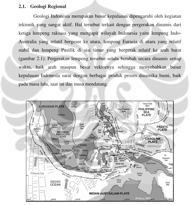 Gambar 2.1. Kondisi Geologi dan Tektonik Regional wilayah Indonesia (Wilson, 2002).  