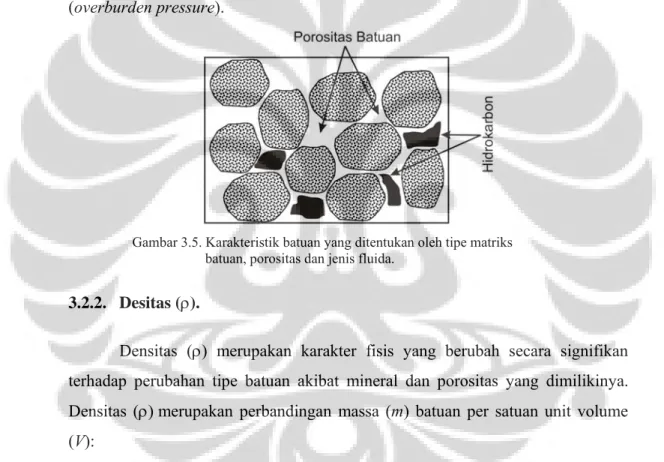 Gambar 3.5. Karakteristik batuan yang ditentukan oleh tipe matriks             batuan, porositas dan jenis fluida
