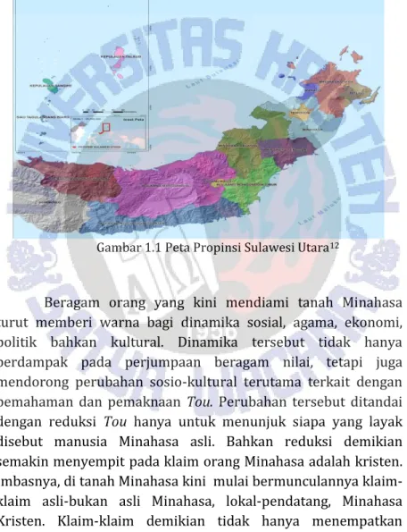 Gambar 1.1 Peta Propinsi Sulawesi Utara 12