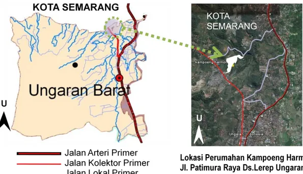 Gambar 4.2. Peta orientasi Perumahan kampoeng Harmoni  Sumber: Arsip kabupaten Semarang, 2011 