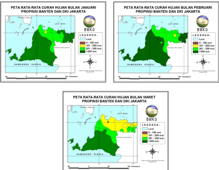 Gambar 1. Distribusi curah hujan bulanan Wilayah Propinsi Banten dan DKI Jakarta 