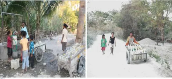 Gambar 8  Masyarakat Desa Bena yang kesulitan dalam memenuhi kebutuhan air bersih   pada musim kemarau