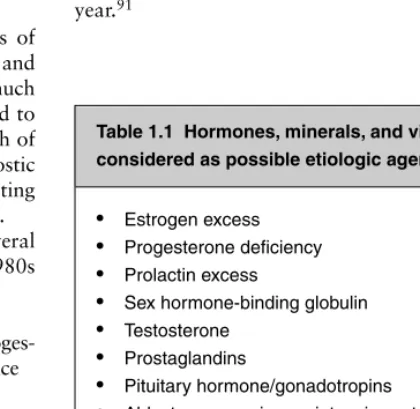 Table 1.1 Hormones, minerals, and vitamins
