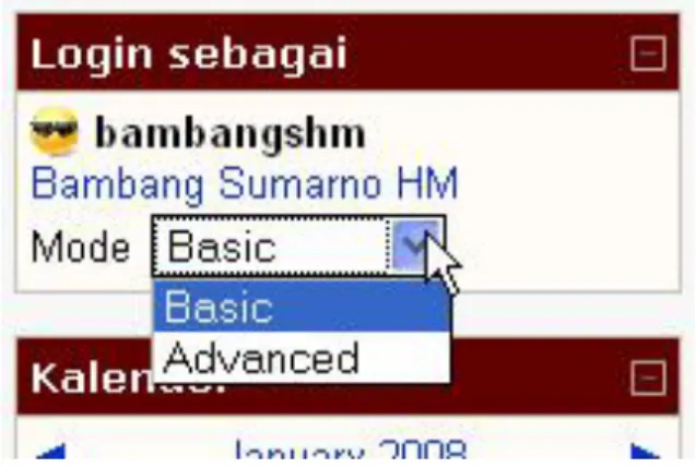 Gambar 1. Mode Pengelolaan Materi dan Aktivitas 
