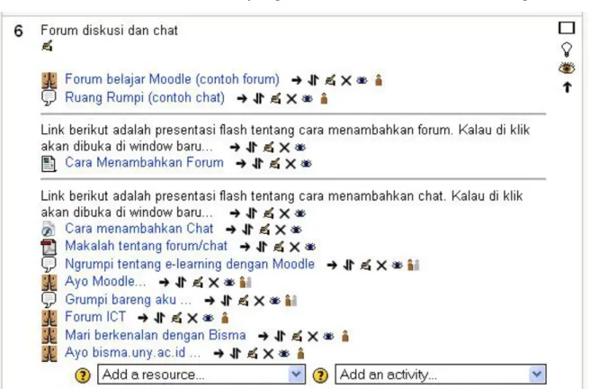 Gambar 3. Daftar Aktivitas Forum dan Chat yang Ada 