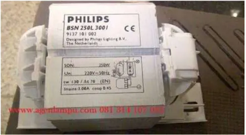 Gambar 3.6 Ballast Phillips BSN 250L3001  (agenlampu.com) 