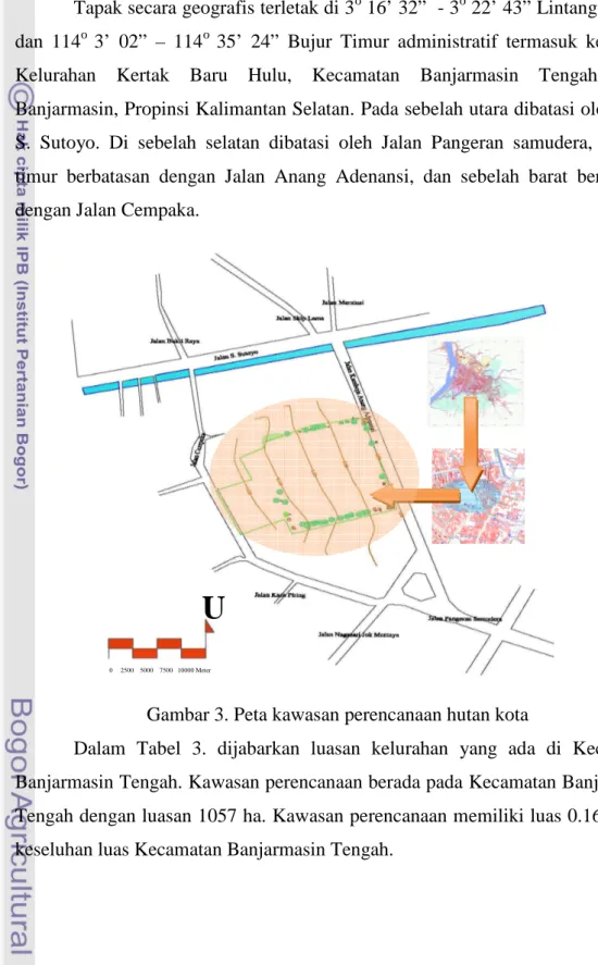 Gambar 3. Peta kawasan perencanaan hutan kota 