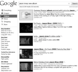 Gambar 2.17 Tampilan hasil pencarian google videos 